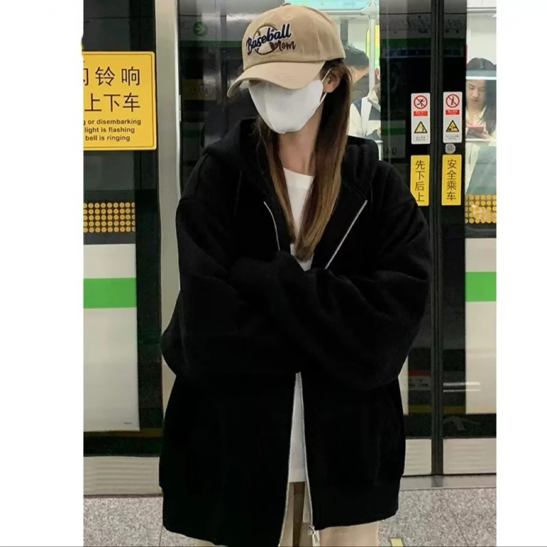 美式复古重磅加绒加厚拉链开衫棉卫衣秋冬奥粒绒潮牌连帽外套