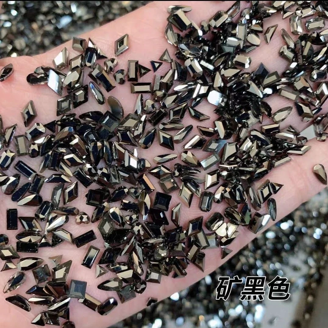 超闪黑钻爆闪水钻矿黑流行异形钻网红爆款美甲钻饰品小圆钻指甲