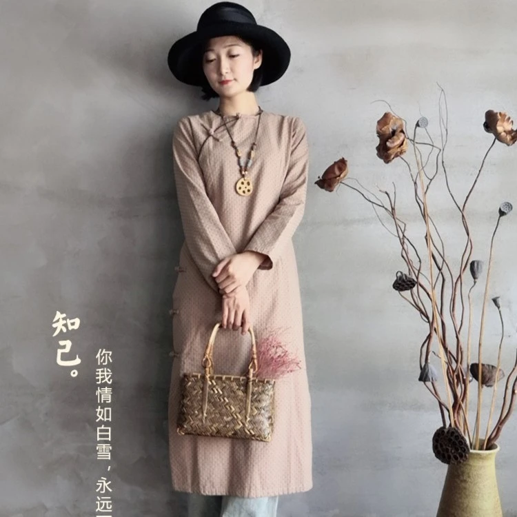 【设计师即兴款】素荷原创旗袍文艺复古长袖长款秋春