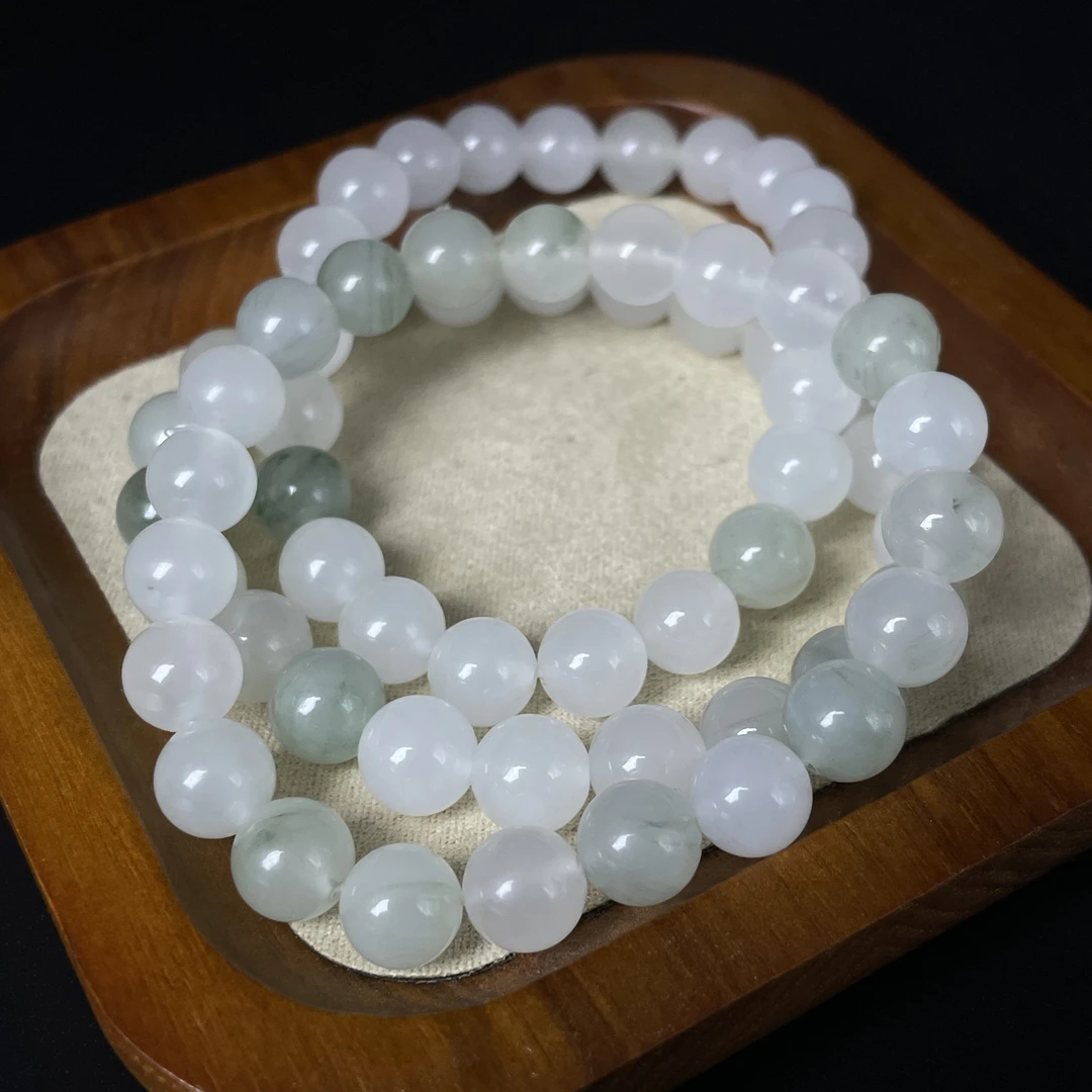 天山翠手串气质款带飘绿花渐变金丝玉珠串同款多样性发货其一