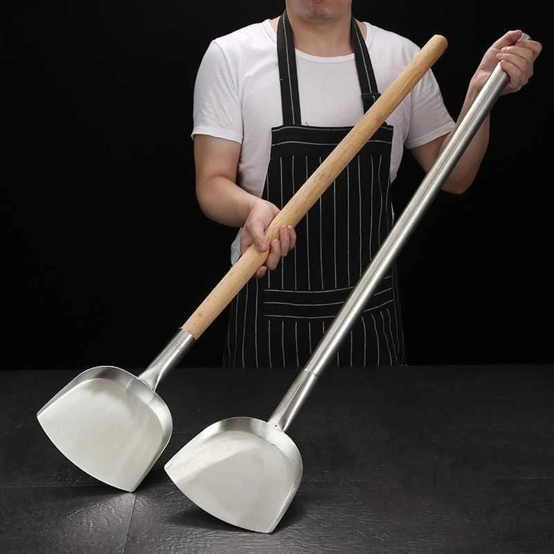 加厚不锈钢大锅铲酒店食堂大方铲特大商用炒菜铲子长柄大铲子大号