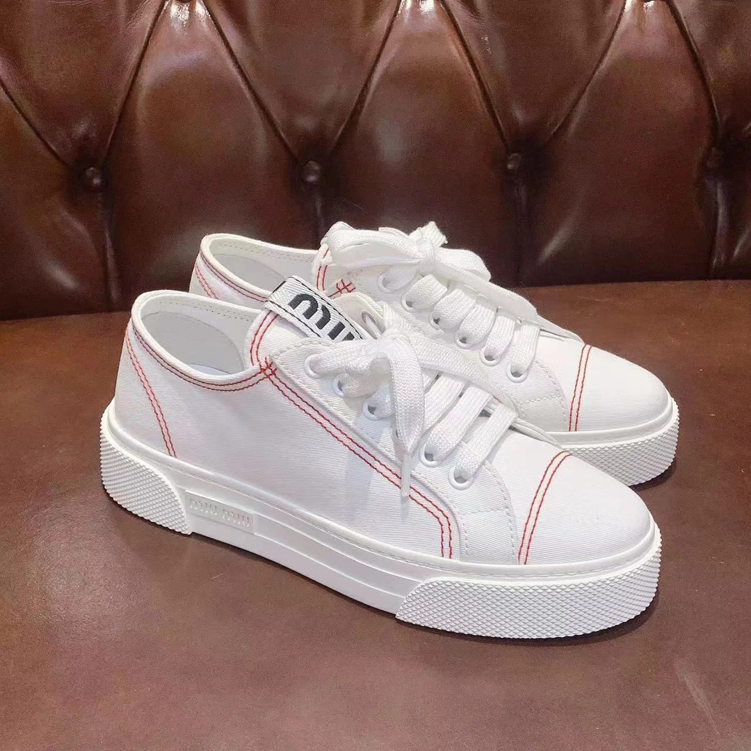 95新 MIU MIU/缪缪 安洁利严选帆布鞋/XK0106274