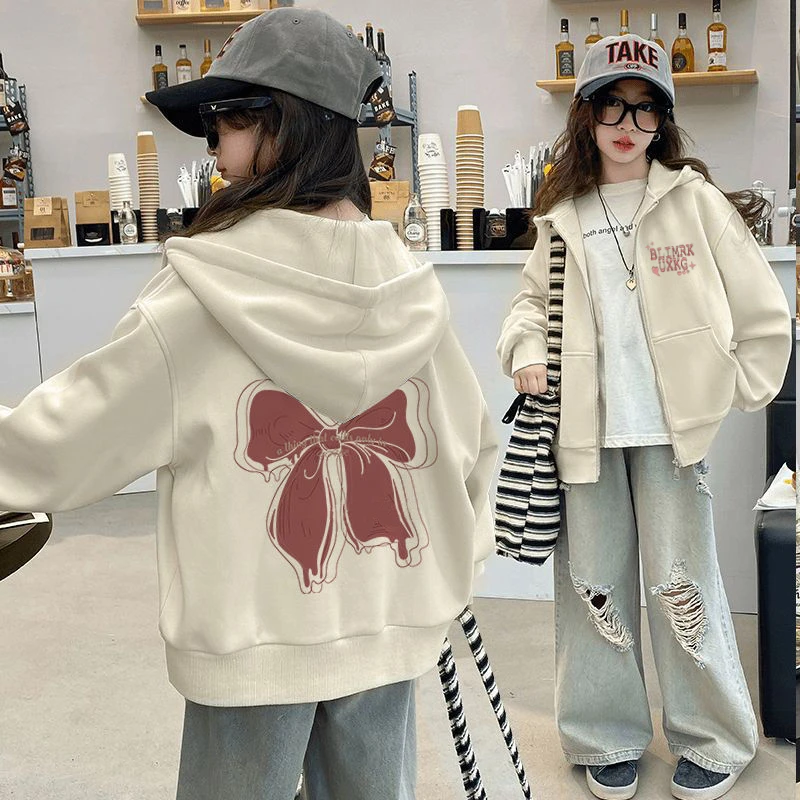 女童开衫外套2024新款韩版中大童时髦百搭儿童卡通外穿秋冬卫衣潮