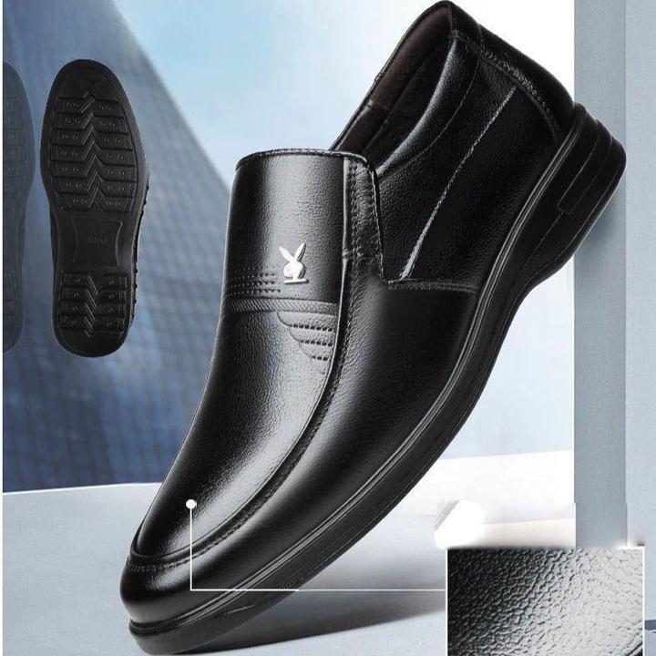 真软皮皮鞋男鞋秋冬皮鞋时尚百搭商务休闲鞋男士软底中老年爸爸鞋