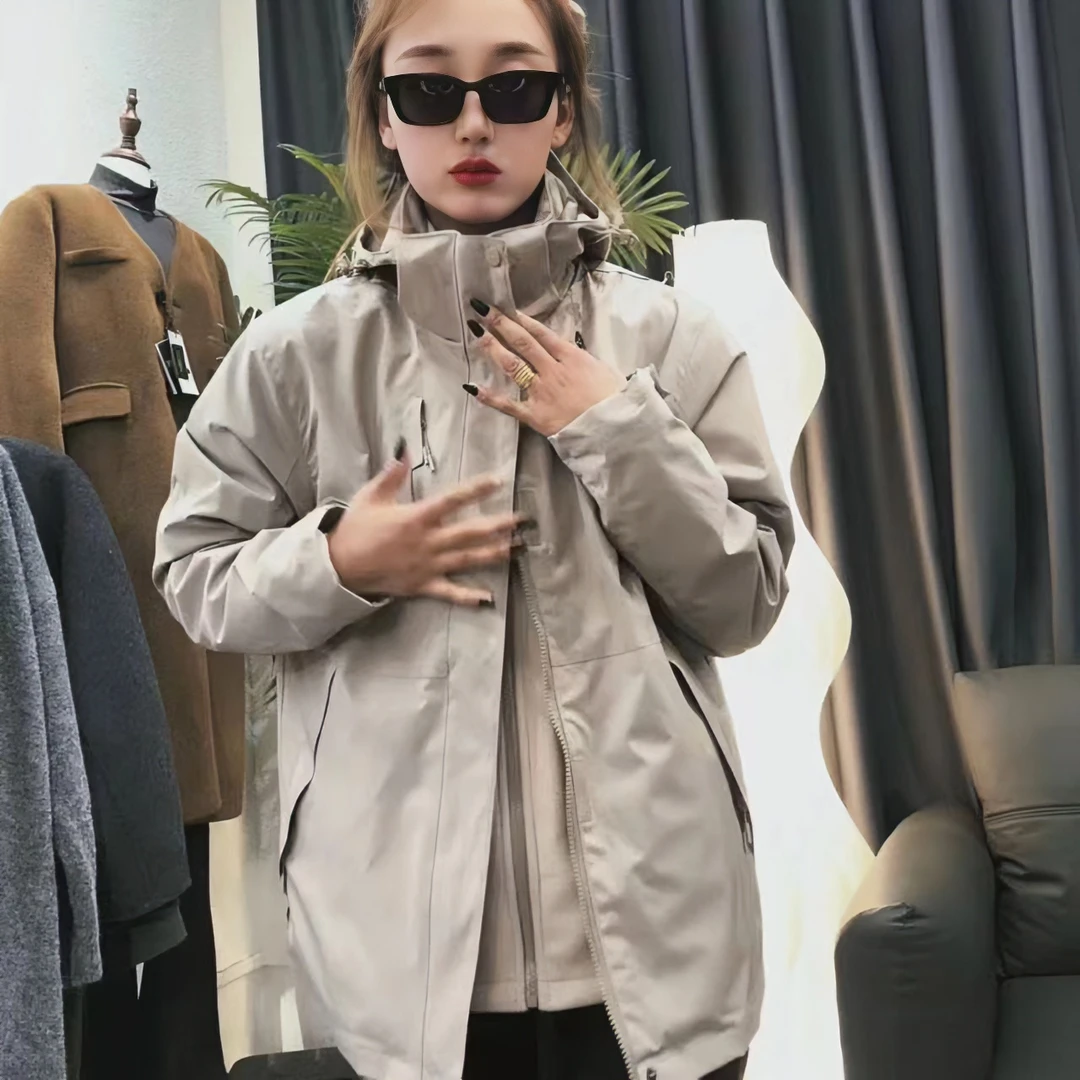 男女同款两件套冲锋衣   96888 情侣运动户外休闲休闲黑色黑色