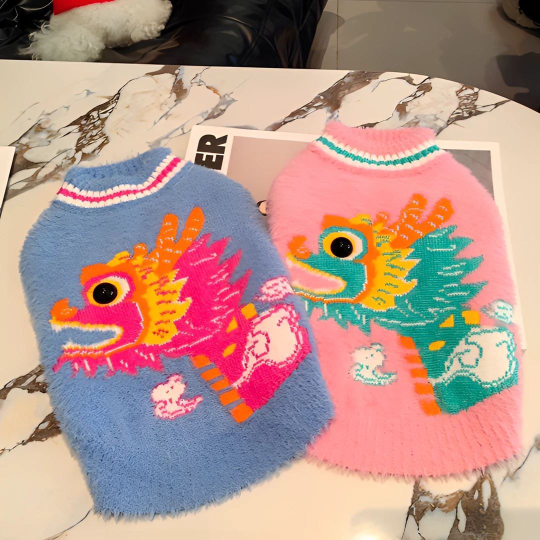 狗狗新年红色衣服过年喜庆雪纳瑞柯基比熊法斗猫咪加绒保暖毛衣冬