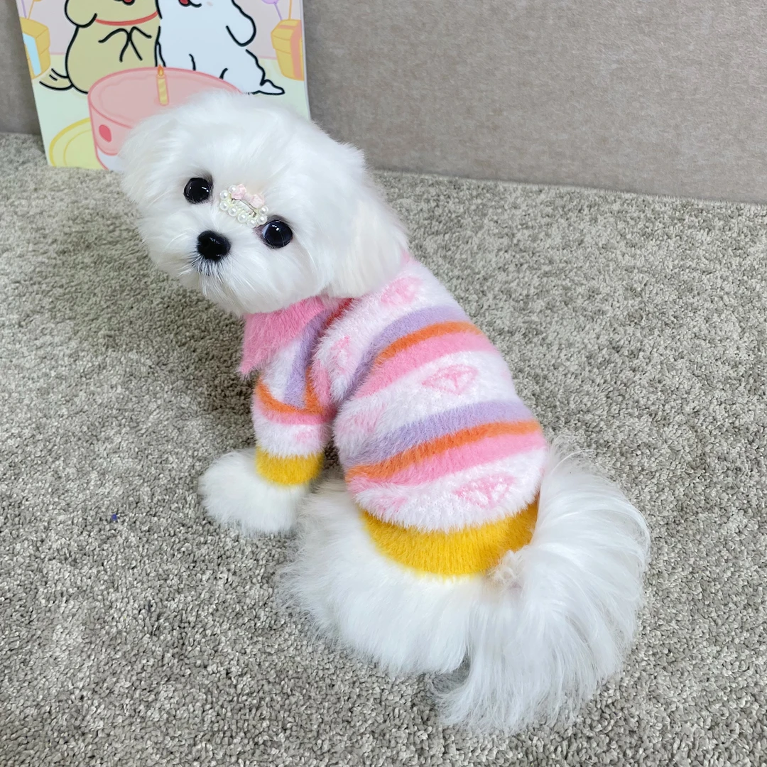 狗狗衣服秋冬貂绒多巴胺半开衫马尔济斯约克夏高西地猫咪宠物毛衣