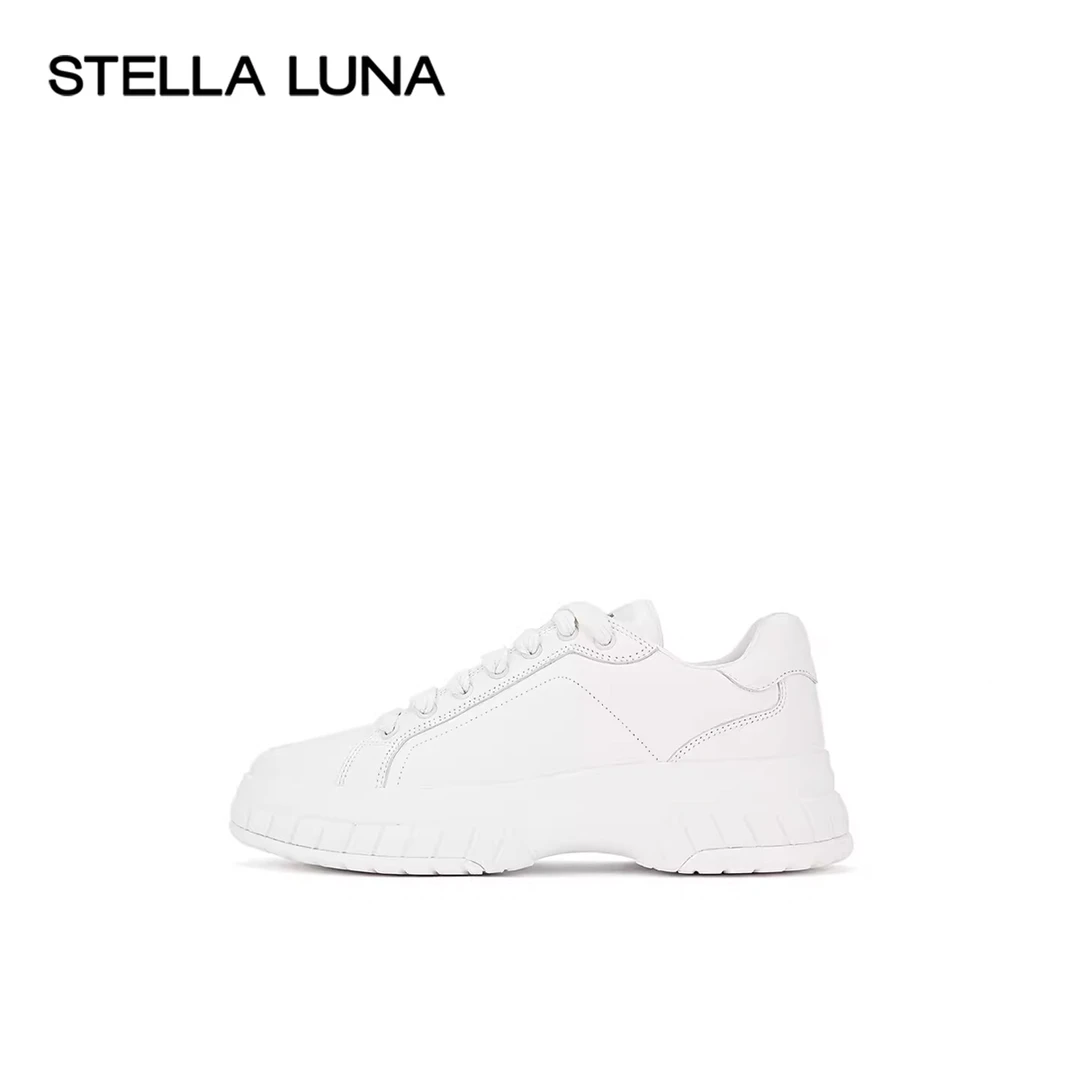 STELLA LUNA女鞋夏季新款运动鞋系带休闲老爹鞋百搭真皮小白鞋女