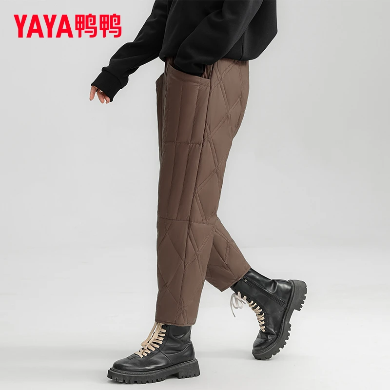 YAYA/鸭鸭羽绒裤子女2025春秋冬装新款外穿修身显瘦加厚保暖长裤