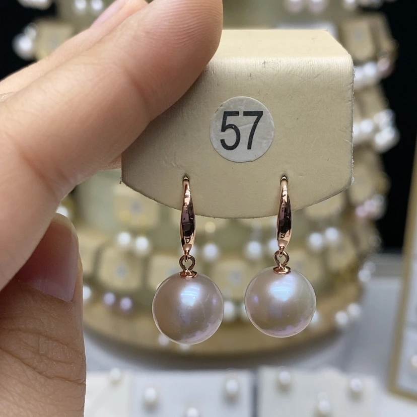 【闪购商品】淡水珍珠耳饰银S925镀金镶嵌