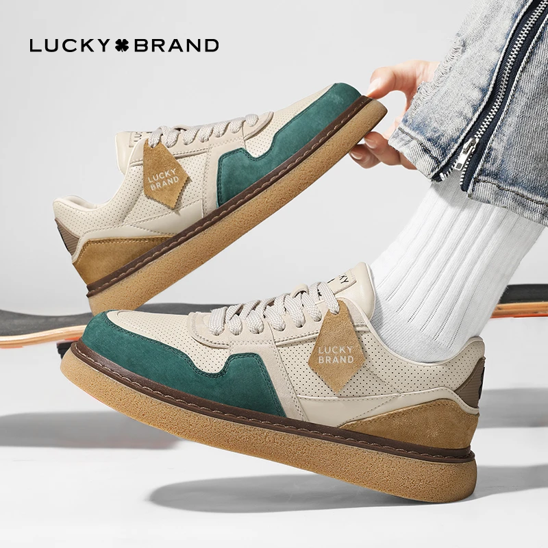 LUCKYBRAND小众春秋季休闲男鞋小白鞋防滑耐磨板鞋男款运动鞋子