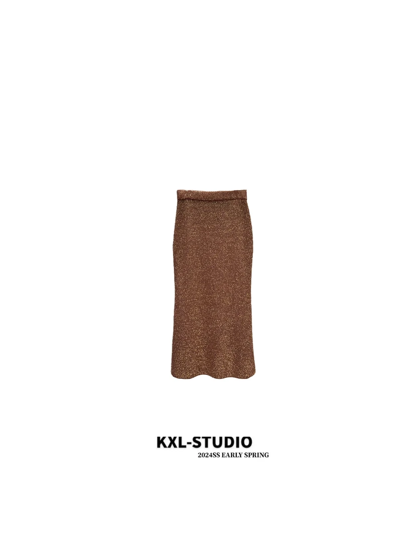 KXL_ STUDIO 高阶时髦·珠片细闪绵羊毛松紧半裙248803
