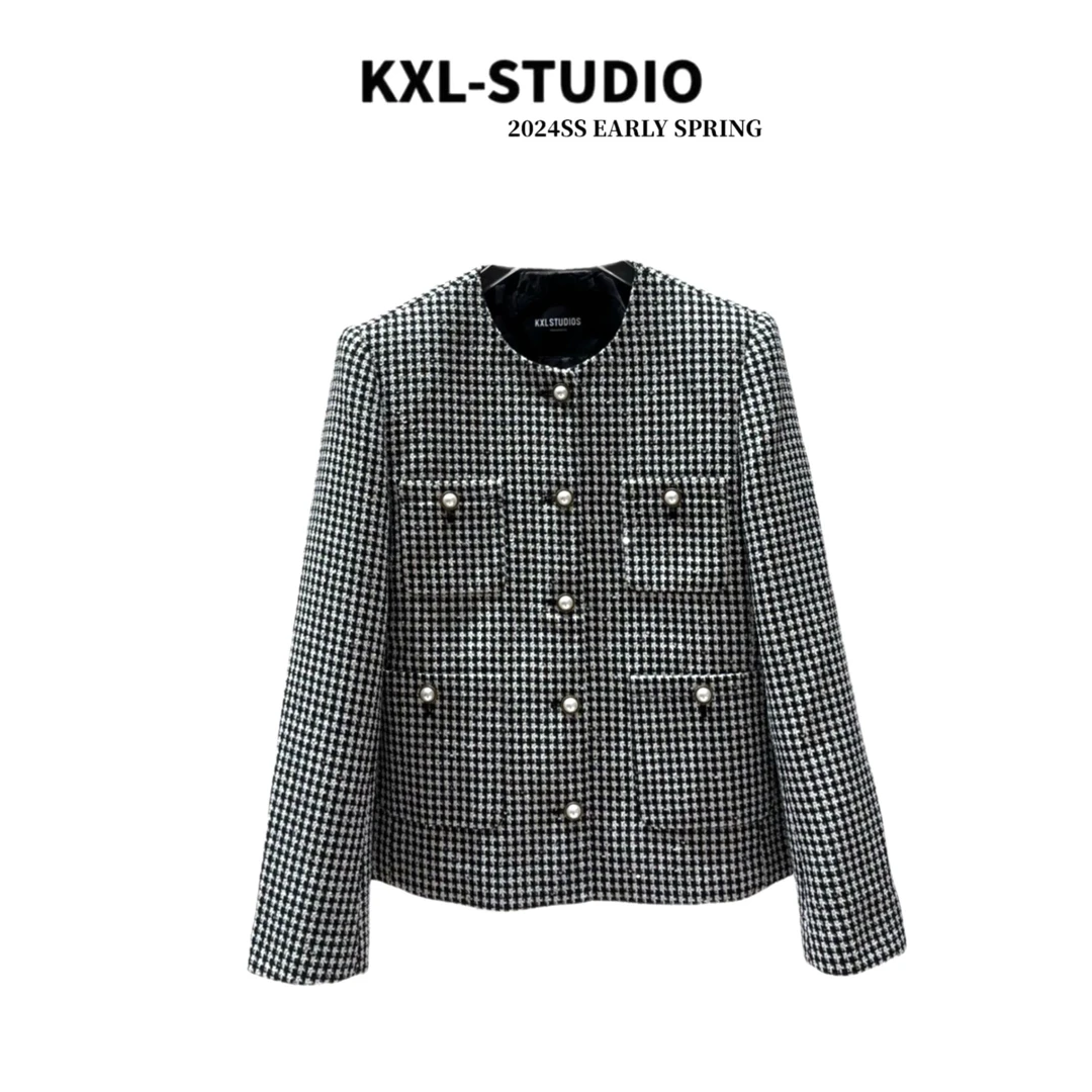 KXL-STUDIO【老粉必入】永不凋零·时髦精｜千鸟格小香外套9028
