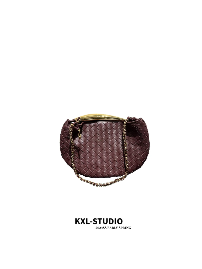 KXL-STUDIO【KELE精选】慵懒感｜编织羊皮金属饺子包88340