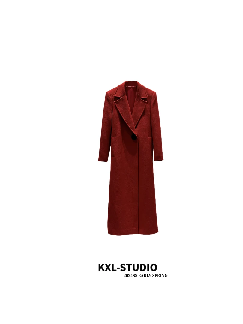 KXL_ STUDIO 限量款·战袍羊毛混纺红色大衣273