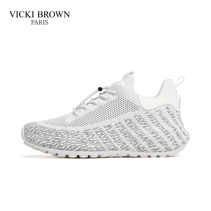 VICKI BROWN品牌飞织男鞋透气轻便高级运动小白鞋旅游鞋
