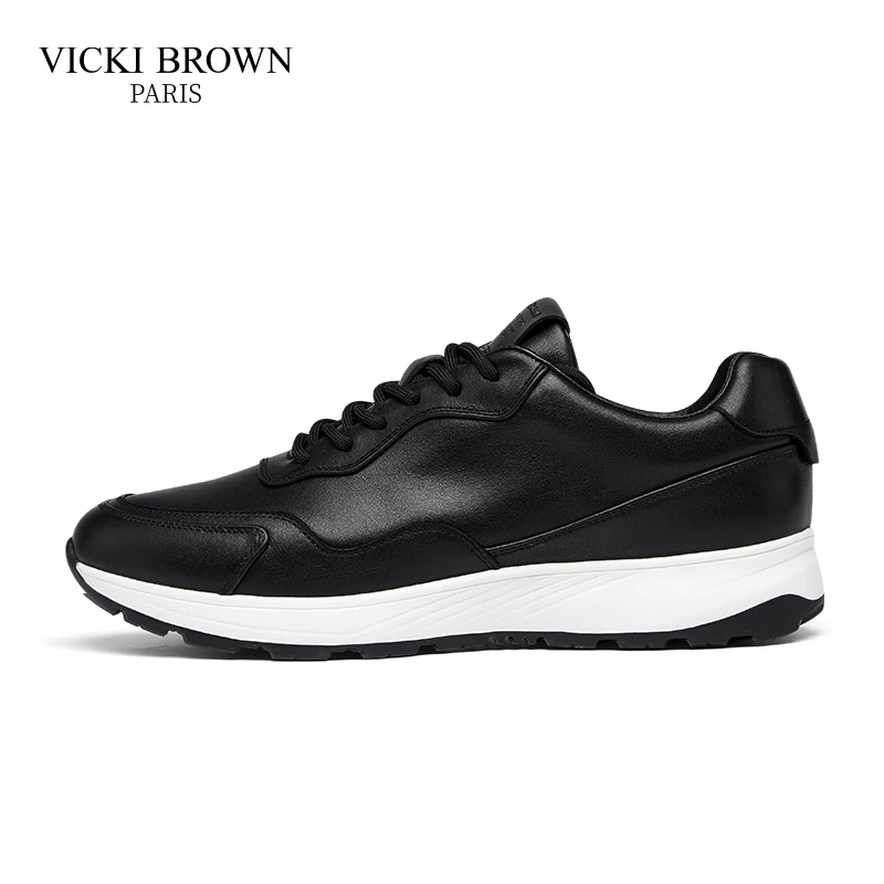 VICKI BROWN男士休闲皮鞋2023夏季运动鞋男款透气跑步鞋小白鞋子