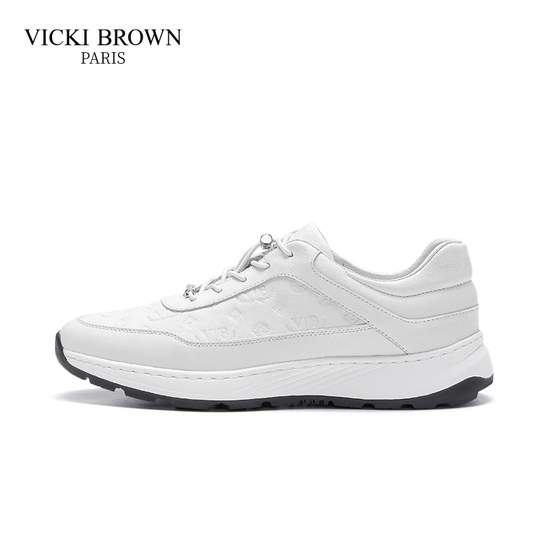 VICKI BROWN轻奢男鞋夏季新款2023爆款男士休闲皮鞋小白鞋透气