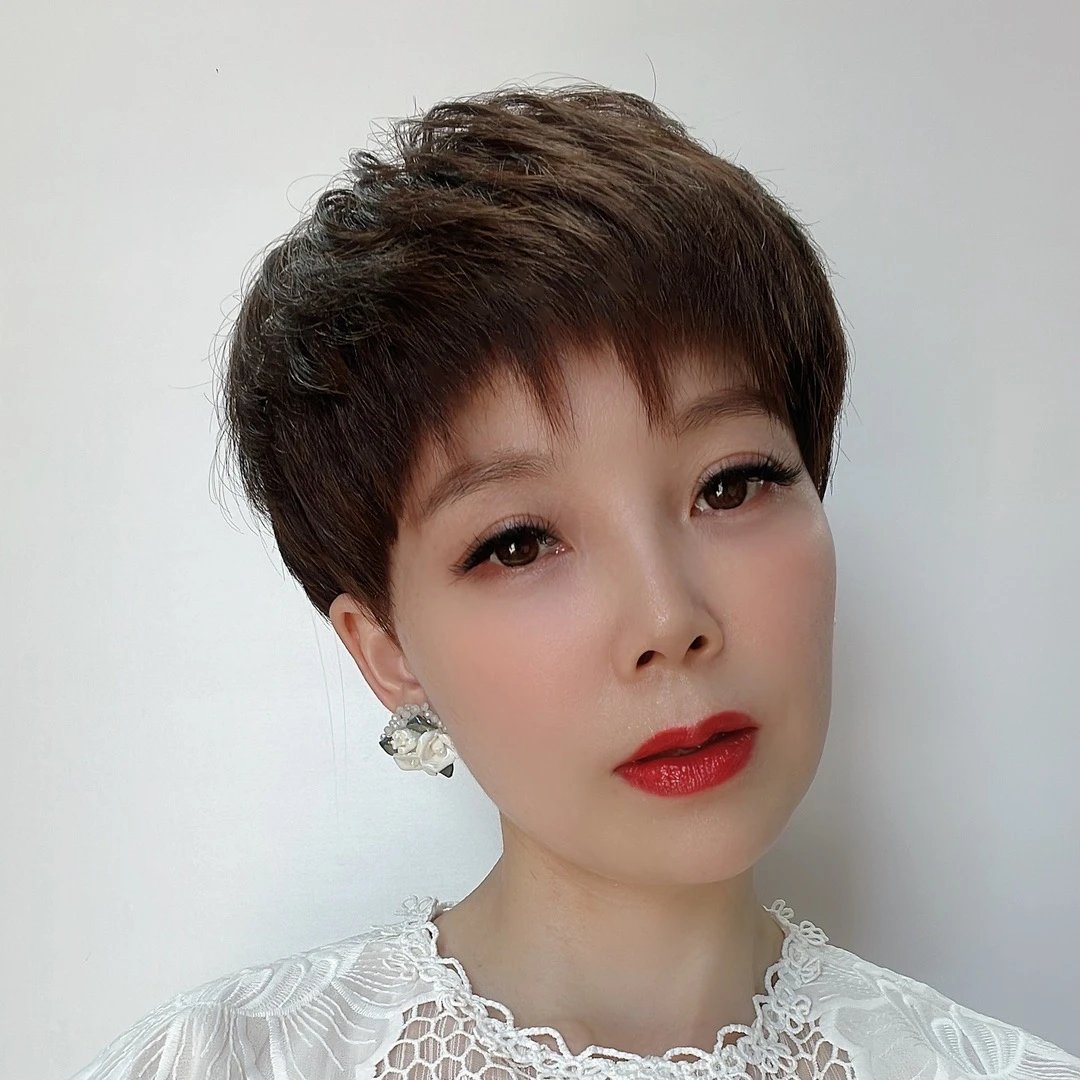 5号 时尚狗啃短发 全头套假发 真人发（定制款不支持退货）