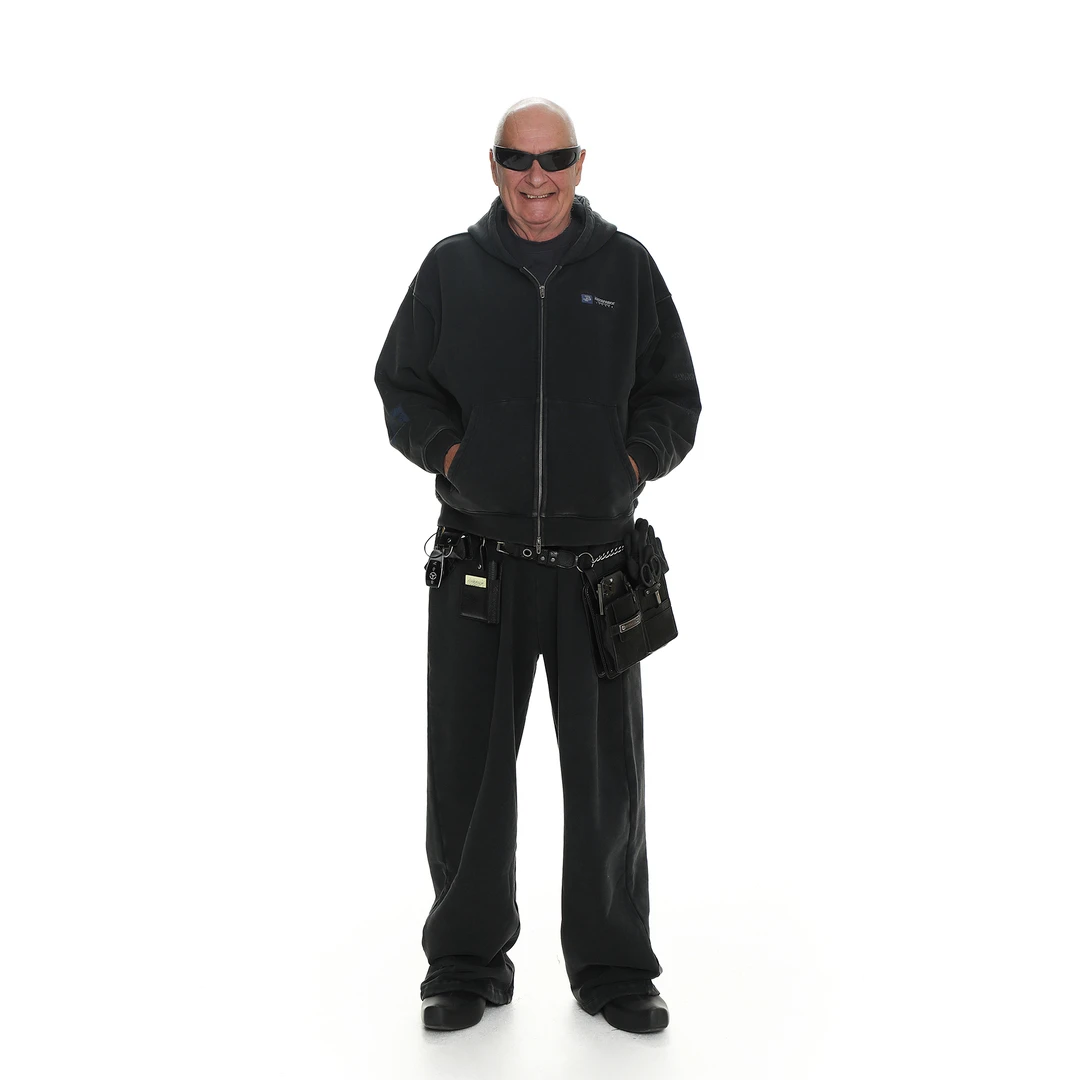 【新套装】MASONPRINCE 528 深度藏蓝战损印花毛圈针织开衫/卫裤