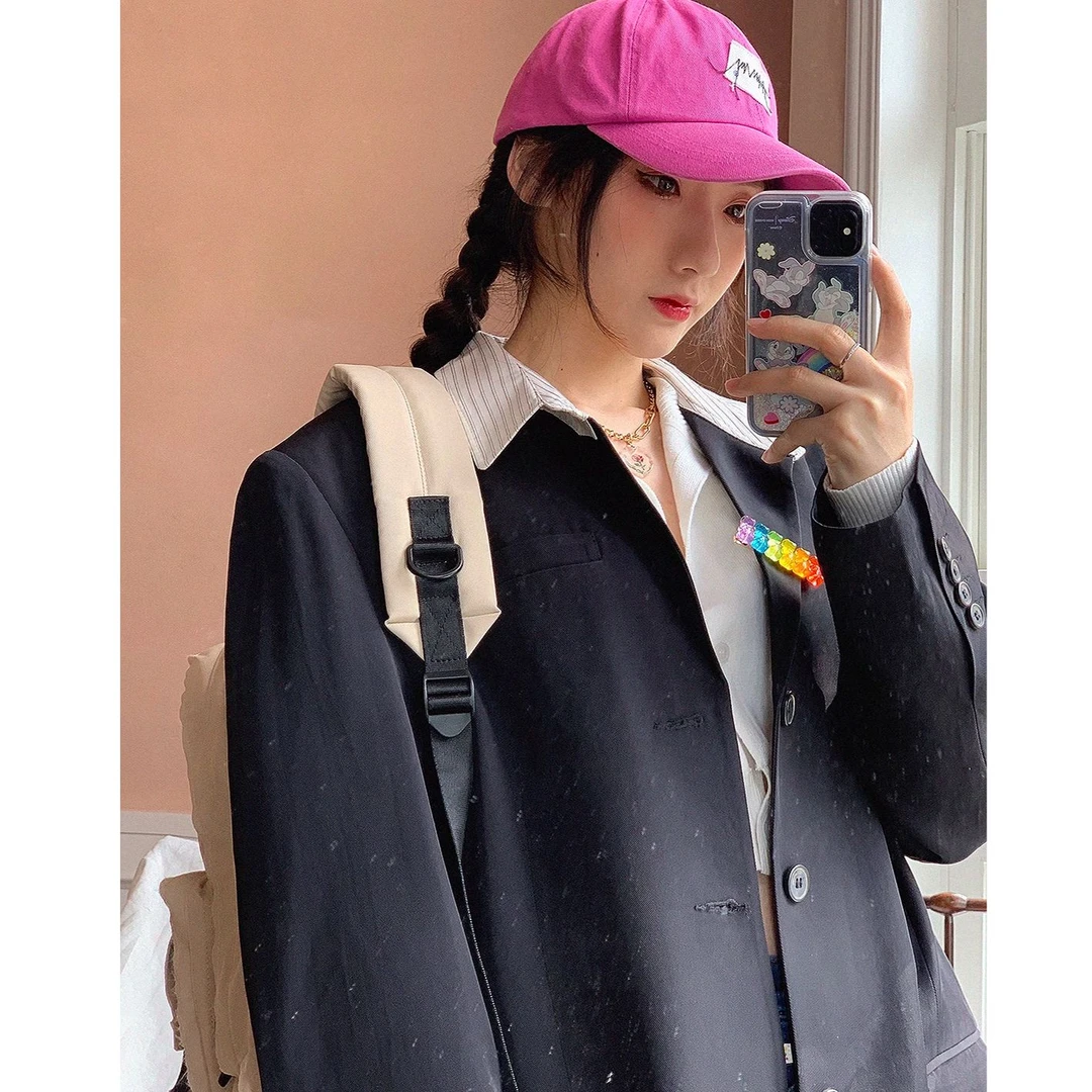 老莫同学 条纹领西装（SU1928）