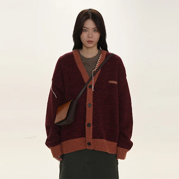 MASONPRINCE5G速配无性别浓颜系手钩流苏毛织V领开衫