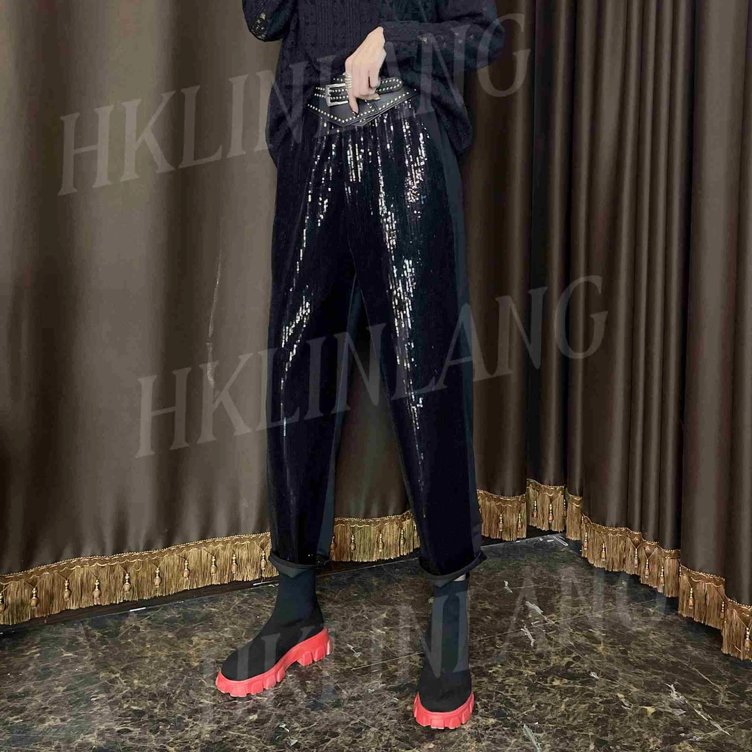 伦哥定制 I 女装潮牌休闲百搭气质重工设计休闲8分裤 0615#