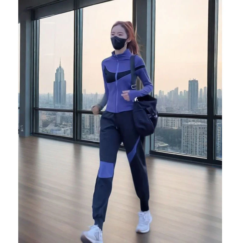 时尚运动套装女2024春秋新款小个子跑步健身速干衣卫裤两件套女