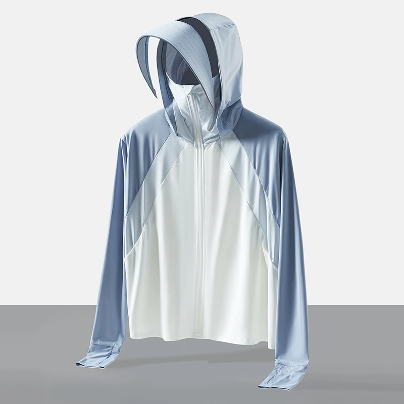 舒雅女士防晒衣钓鱼运动运动户外薄款连帽轻薄防紫外线骑行遮阳