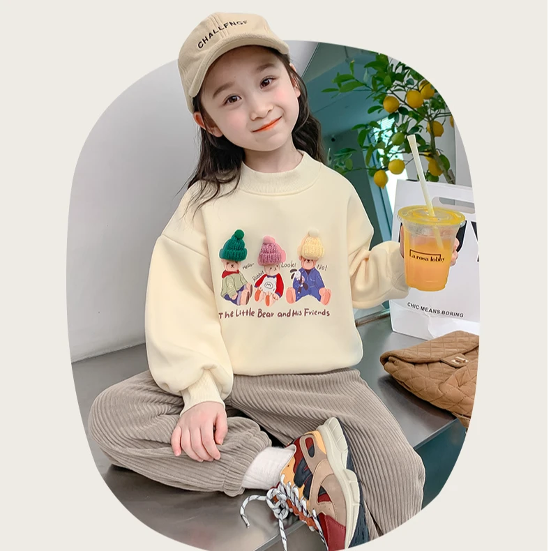 2024儿童洋气百搭立体帽子薄款时尚华棉卫衣