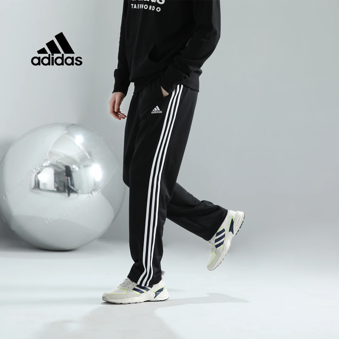 adidas/阿迪达斯新款针织休闲黑白宽松直筒裤运动长裤TR30PR