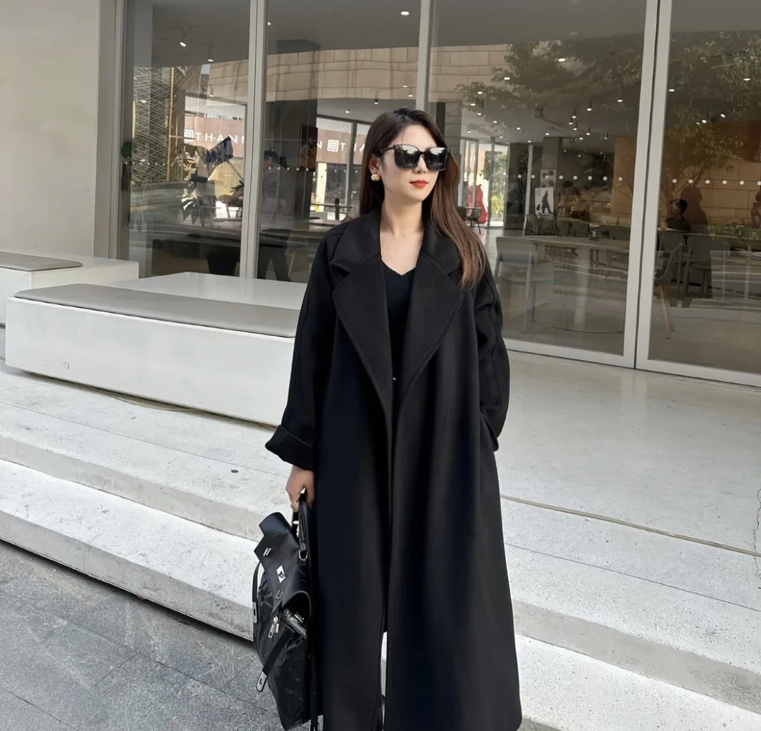 【源头工厂、原版】新款秋冬双面绒大衣赫本风毛呢外套风衣大衣女