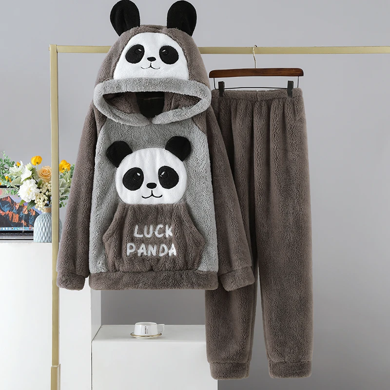 珊瑚绒睡衣男秋冬新款加绒加厚青少年男款学生卡通冬季保暖家居服