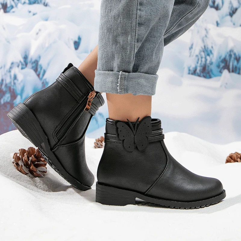 女童公主靴新款2025爆款网红洋气时尚小女孩短靴加绒马丁儿童靴子