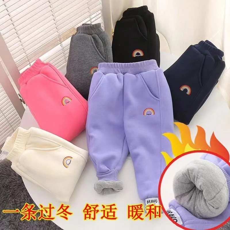 女童棉裤加厚保暖加棉一条过冬童裤女宝2023新款儿童冬季束脚裤潮