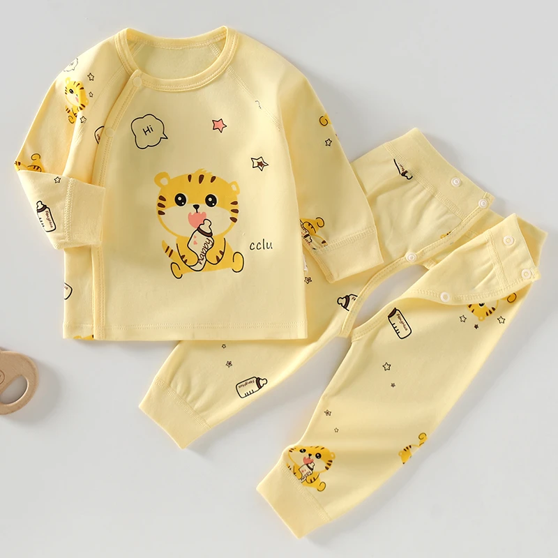 婴儿衣服纯棉套装春秋打底内衣0-3月6宝宝新生儿衣服夏季薄款睡衣