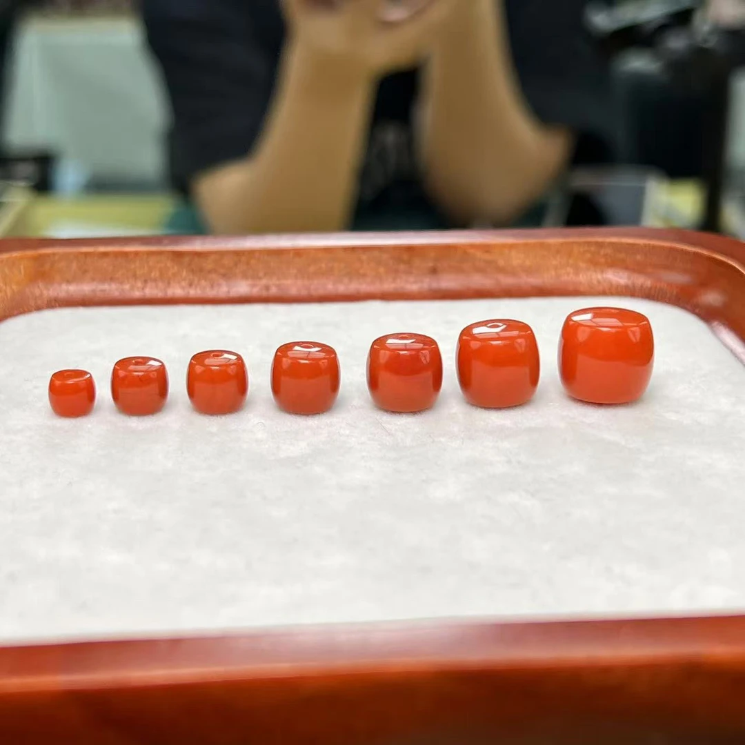 【张家】支持年退换 南红柿子红精工直切单珠6-12mm 多样性发一