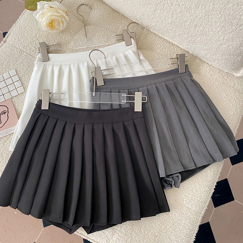 百褶裙女夏季高腰半身裙2025新款设计感小个子A字裙JK黑色短裙子.