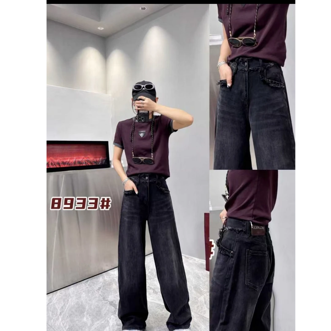 【WJ】秋款 玉 8933  直筒甩腿裤 牛仔裤（32-40）