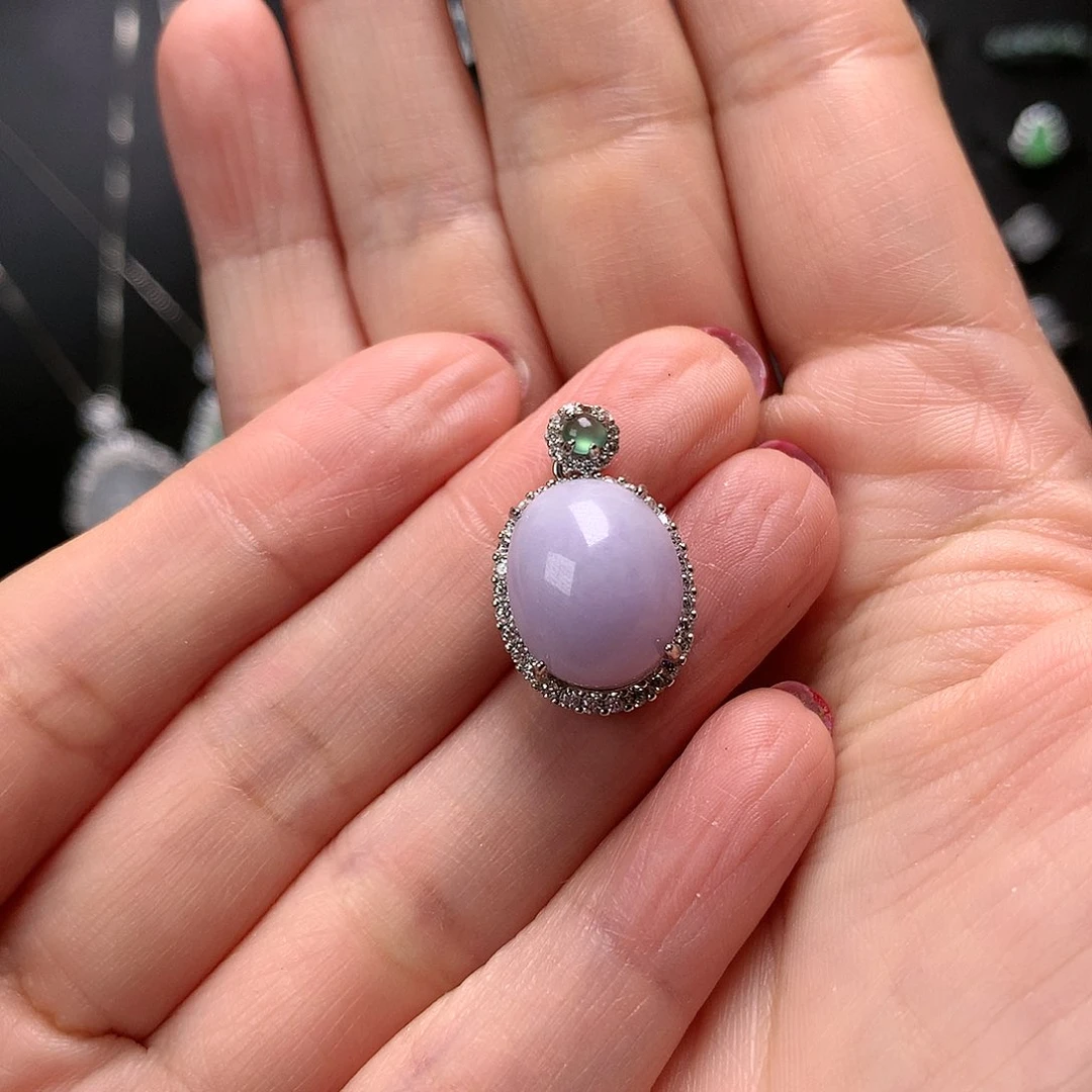 翡翠颈饰银S925镶嵌丽*@吊坠