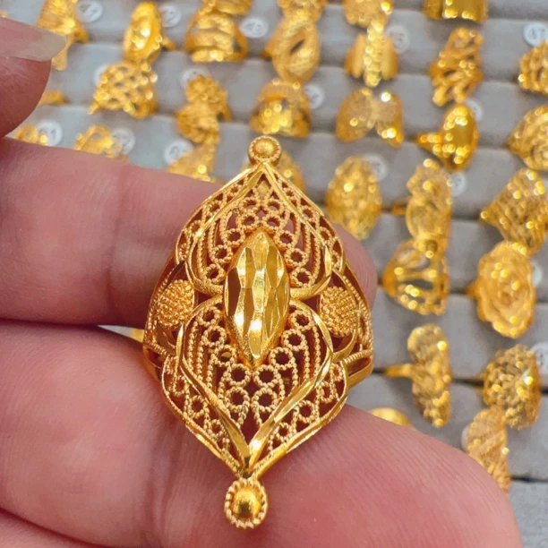 铜合金戒指 098新款气质时尚休闲百搭轻奢可调节金色国潮风戒指