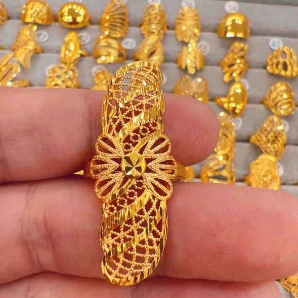 铜合金戒指 097新款气质时尚休闲百搭轻奢可调节金色国潮风戒指