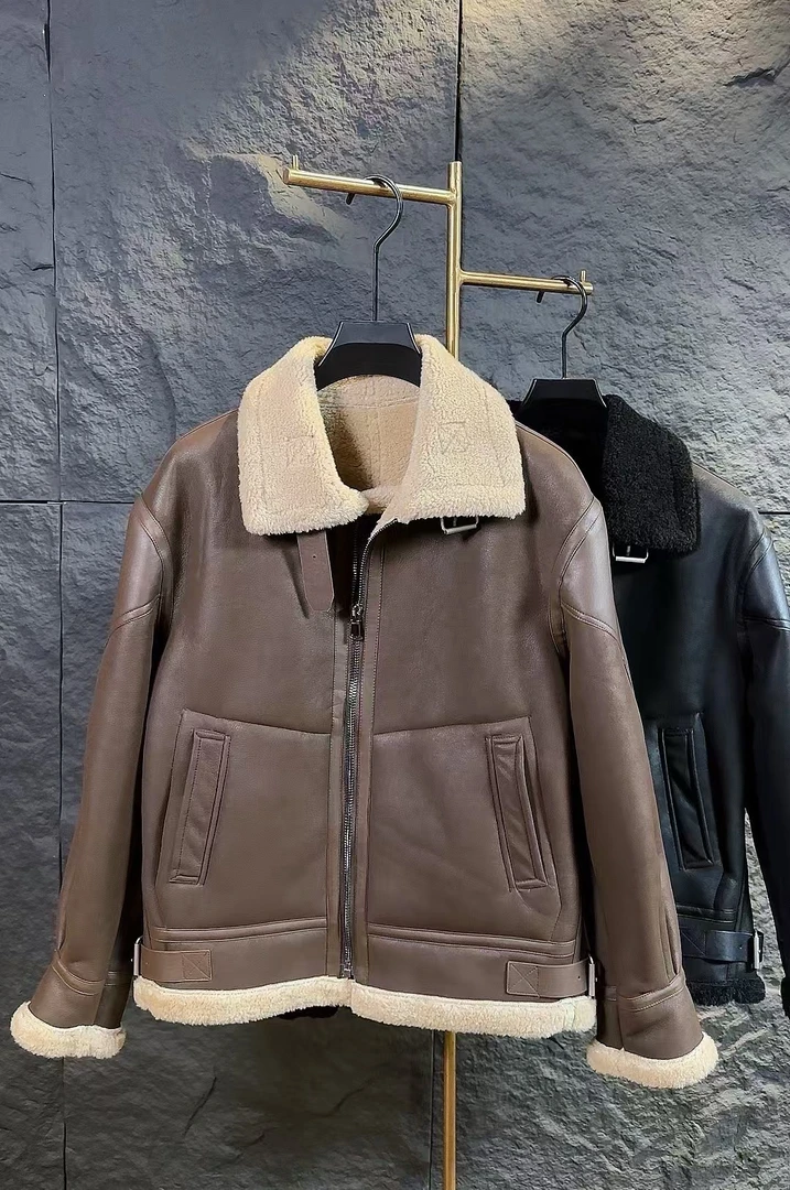 男士2024休闲保暖男女同款舒适百搭欧货冬季皮毛一体保暖外套9239