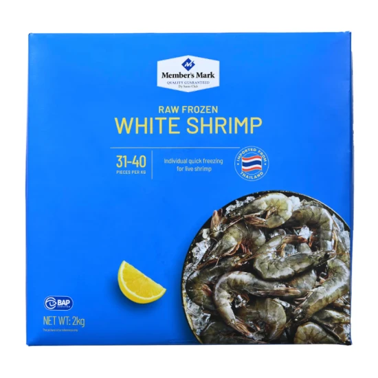 泰国进口 生冷冻南美白对虾 2kg/盒 (每千克约31-40只)