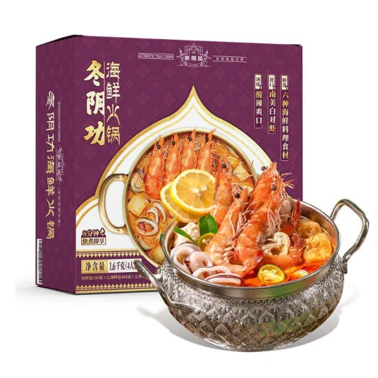 泰椰风 冬阴功海鲜火锅 1.6千克(冬阴功汤料包,海鲜料理包,干制米粉包)