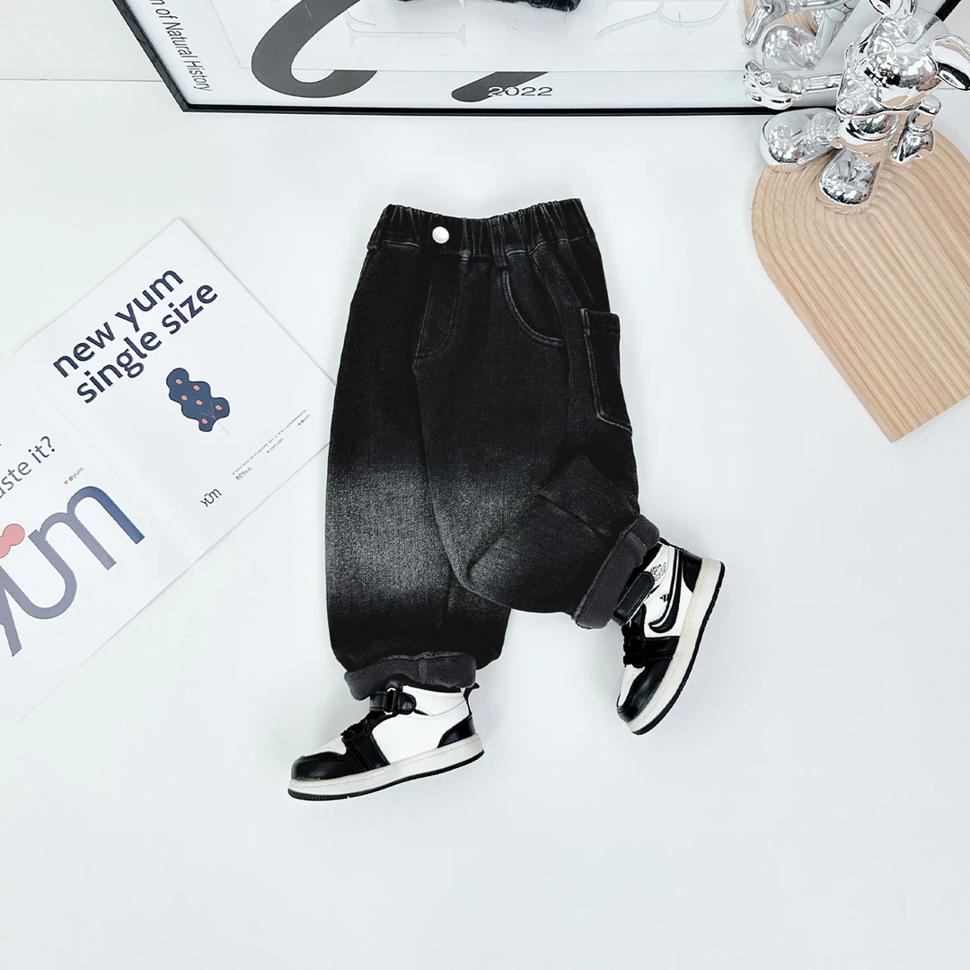 男童牛仔裤加厚裤子儿童2025新款秋冬装潮D-LFD24001悠悠童话童装