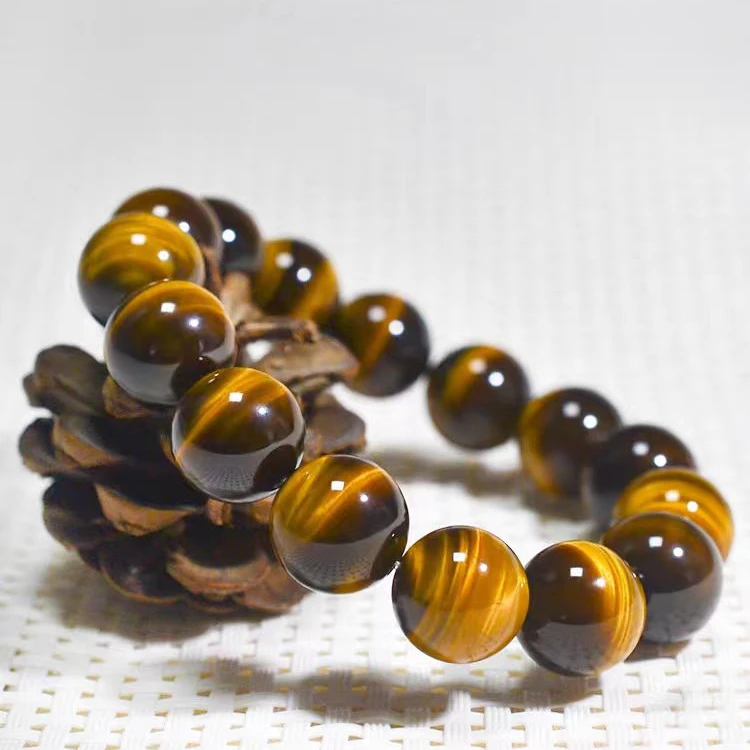 黄虎石手串 男士款 女士款情侣单圈