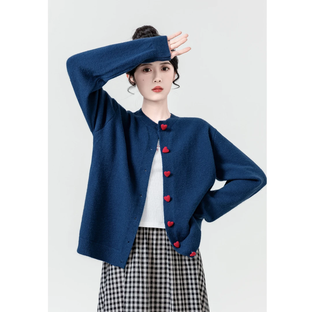 美式复古针织开衫女春秋2024新款慵懒风宽松软糯毛衣外套别致上衣