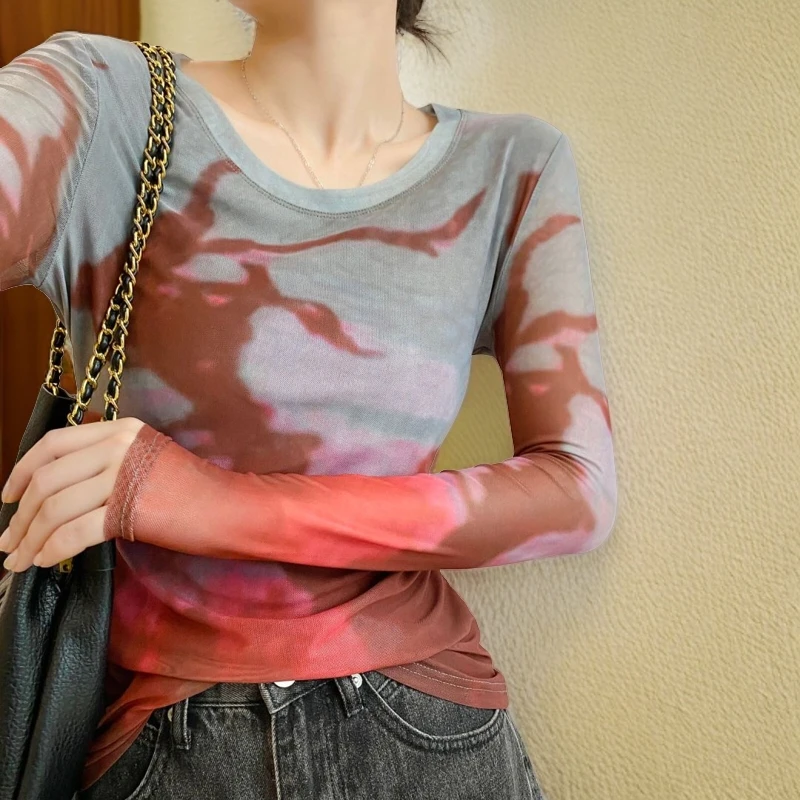 高贵上档次网纱蕾丝衫女长袖时髦洋气上衣早秋新款高级感打底衫潮