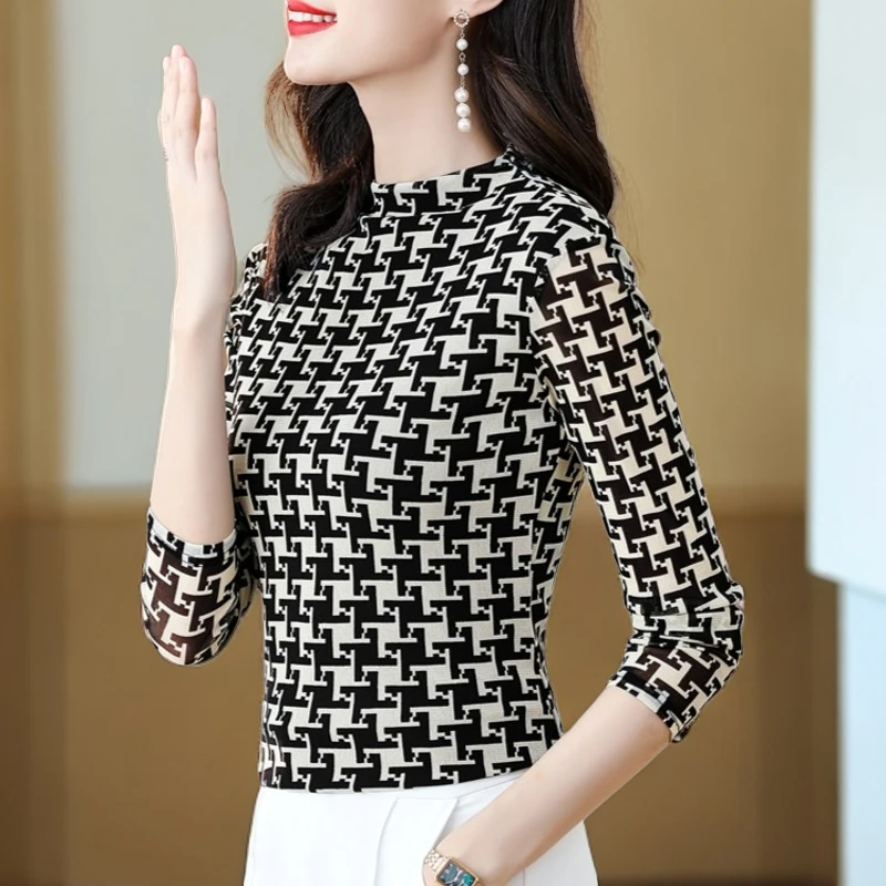 时髦网纱打底衫女内搭可外穿洋气修身短款上衣2025春季新款长袖恤